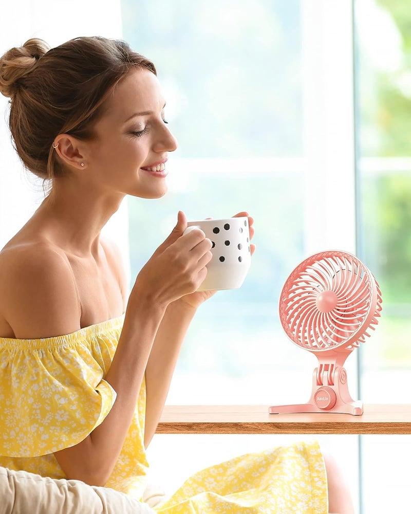 AaoLin USB Desk Fan, Small Fans with CVT Variable Speeds, Strong Cooling Airflow, Quiet Portable, Desktop Mini Personal Table Fan for Room, Home,Office, Bedroom, Pink - Image 5